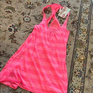 Neon Pink Striped Sleeveless Dress